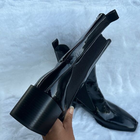 ZARA Black Patent Leather Ankle Boots - Picture 7 of 11